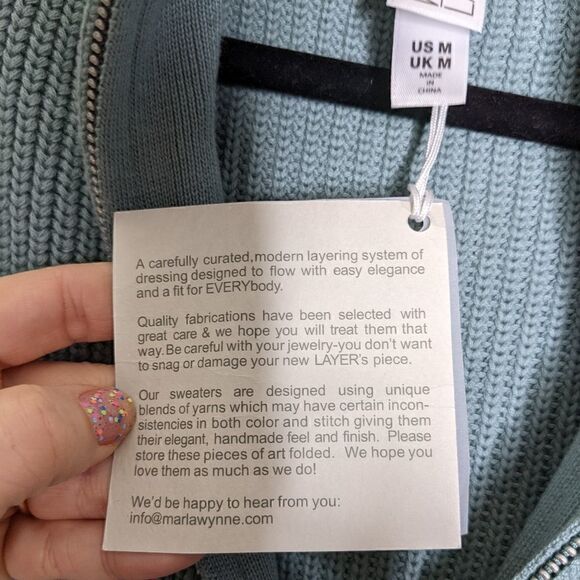 Wynne Layers QVC Sage Green Zip Sweater Medium - Picture 2 of 8